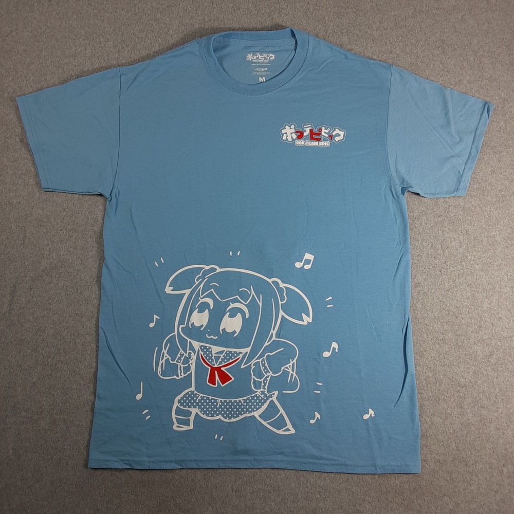 Pop Team Epic Loot Crate Anime Graphic T-Shirt Mens M Blue Popuko Pipimi Tee